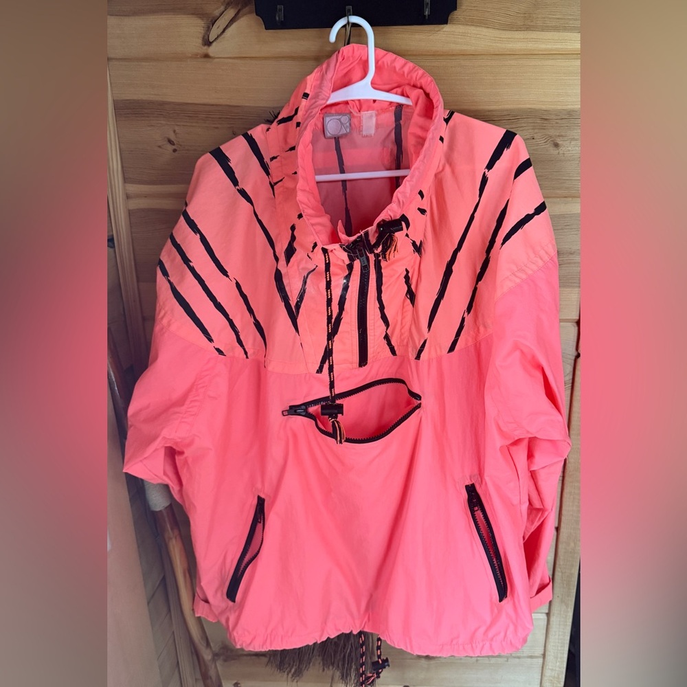 Neon Pink Windbreaker with Black Accents